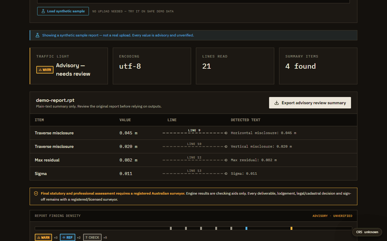 Synthetic preview of Source-linked Report Reader